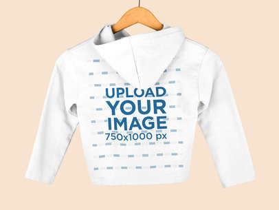 Back of a Kid's Pullover Hoodie Mockup on a Hanger