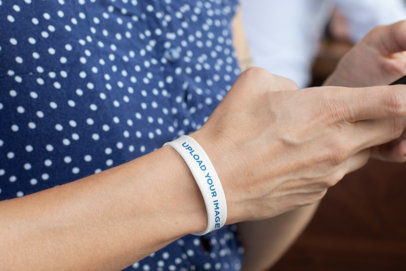 Mockup of a Silicone Wristband on a Man's Wrist  