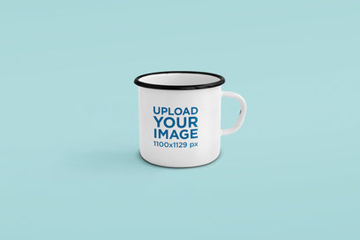 Minimal 12 oz Enamel Mug Mockup Featuring a Plain Background 