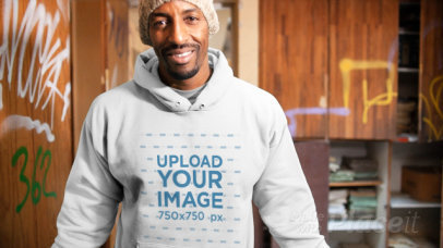 Pullover Hoodie Video of a Man in a Room With Graffitied Walls 