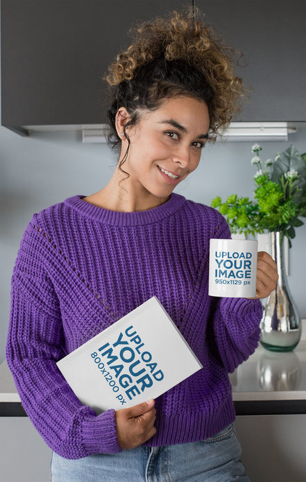 Mockup of a Woman with a Book on Her Hand 