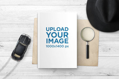 Mockup Featuring a Book Lying on a Detective's Desk 299-el