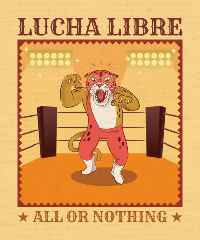 T-Shirt Design Maker Featuring a Wrestling Leopard Illustration