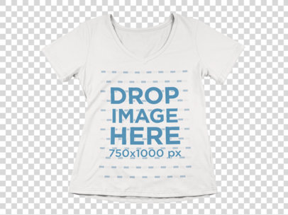 Women's V-Neck T-Shirt Mockup Over a Flat Backdrop