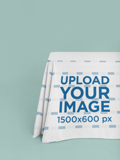 Mockup of an Exhibition Tablecloth Against a Plain Background 