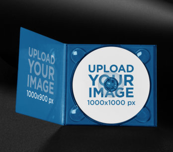 Digipak Mockup over a Dark Minimalist Surface