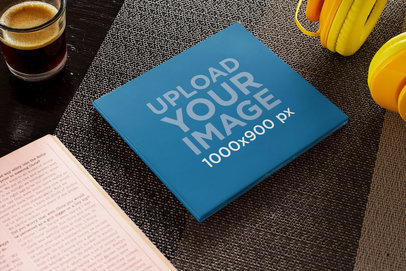 Mockup of a Digipak Lying on a Table 