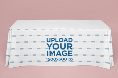 Exhibition Tablecloth Mockup of a Rectangular Table in a Studio