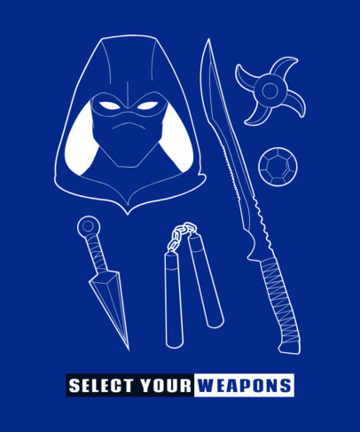 T-Shirt Design Maker Featuring a Set of Ninja Weapons