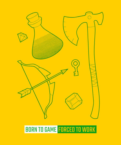T-Shirt Design Template with Illustrations Inspired in Zelda