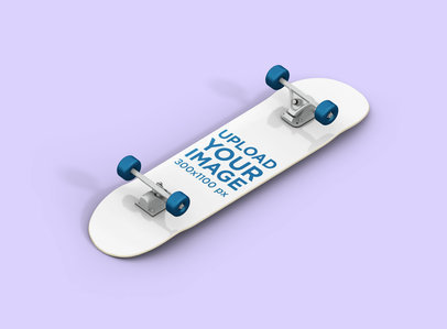 Render Mockup Featuring a Skateboard Lying on a Solid Color Surface 
