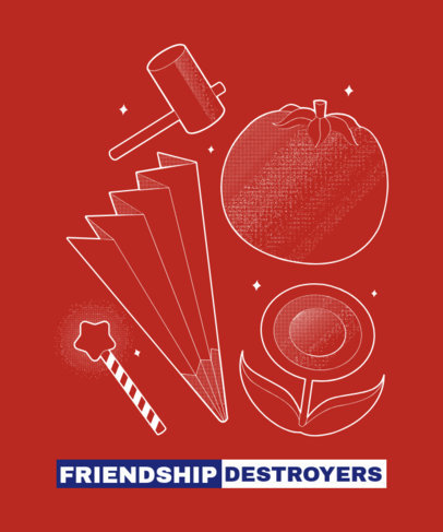 T-Shirt Design Template Featuring Illustrations Inspired in Smash Brothers 1630i
