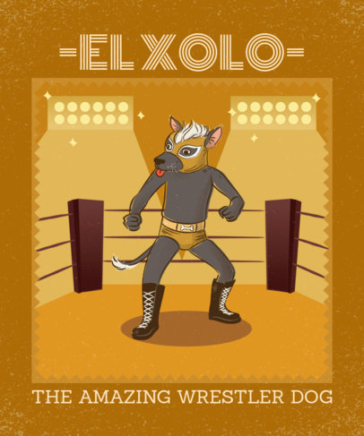 T-Shirt Design Maker of a Mexican Dog with a Luchador Mask
