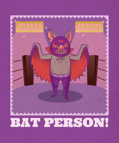 T-Shirt Design Creator Featuring a Wrestler Bat