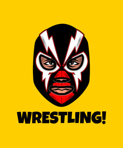 T-Shirt Design Maker Featuring a Wrestler's Face in a  Lightning Mask