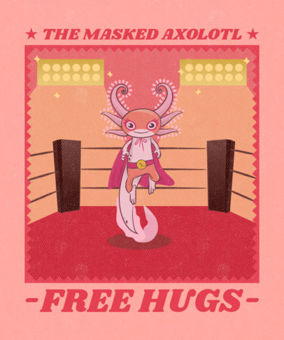 T-Shirt Design Template with a Masked Axolotl