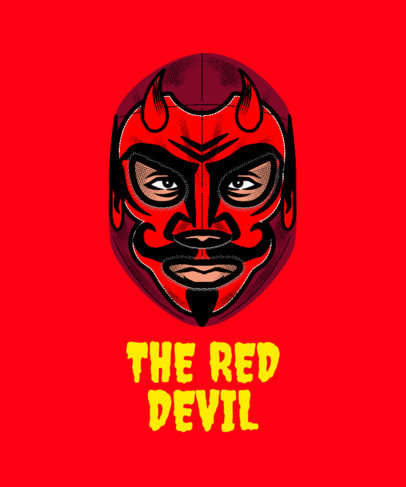 Wrestling T-Shirt Design Maker with a Red-Devil Mask