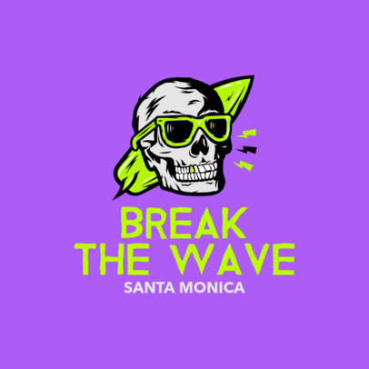 Surfing Logo Maker Featuring a Skull with Sunglasses