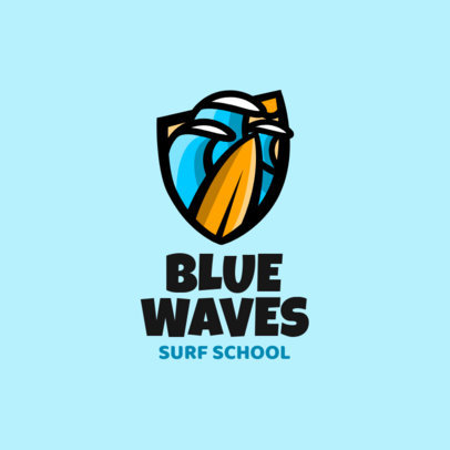 Surfing Logo Template Featuring Green Waves Clipart