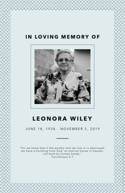 Funeral Program Template with a Memorial Portrait in the Middle 1643c