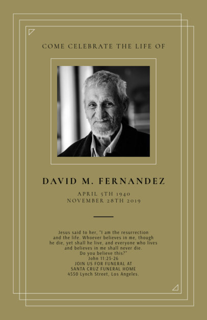 Funeral Program Template with a Funeral Bible Scripture 1643j