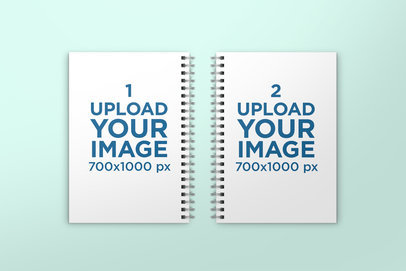 Mockup of Two A5 Spiral Notebooks Lying Side by Side 