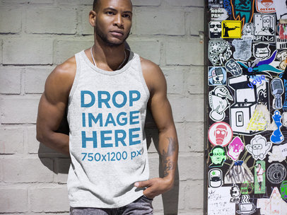 Man at a Subway Station Tank Top Mockup