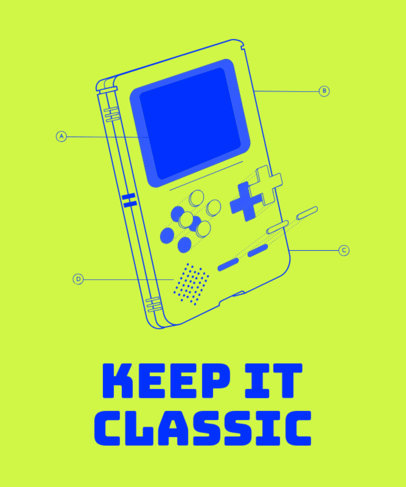 T-Shirt Design Template Featuring a Retro Gameboy Device 1634i