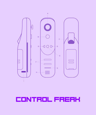 Gaming T-Shirt Design Template with a Graphic Inspired in Nintendo Wii Controller