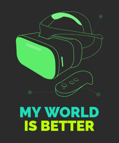 Gaming T-Shirt Design Creator with a VR Headset Device