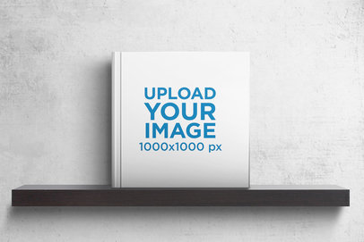 Mockup Featuring a Hardcover Book on a Shelf 