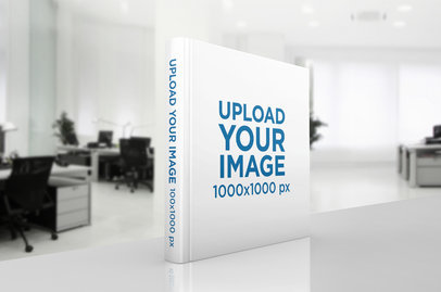 Mockup of a Hardcover book Standing in an Office Desk