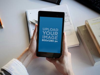 Nexus 7 Mockup Being Held in an Office Environment