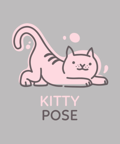 T-Shirt Design Template Featuring a Cat Doing a Yoga Pose