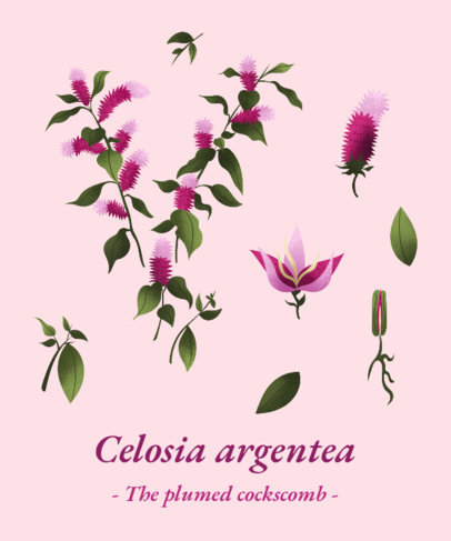 T-Shirt Design Maker with Celosia Argentea Flowers 1662g