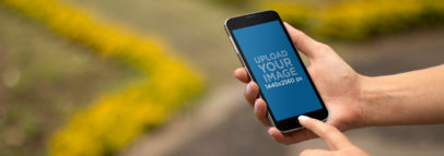 Android Mockup Featuring a Samsung Galaxy in a Garden