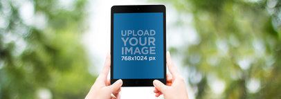 iPad Mockup in an Outdoor Environment 