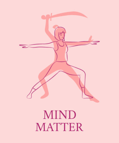 Illustrated Yoga T-Shirt Design Maker Featuring a Woman Doing Warrior Pose
