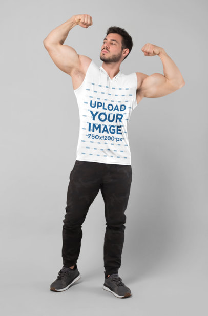 Sleeveless Shirt Mockup of a Man Showing Off His Biceps