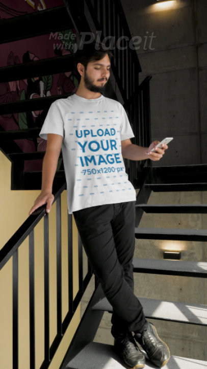 T-Shirt Video of a Man Checking his Cellphone 28920