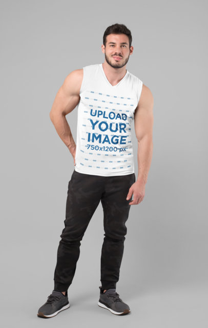 Tank Top Mockup of a Fit Man Casually Posing in a Studio 28532