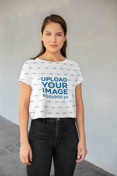 Crop Top Mockup of a Woman Looking at the Camera 