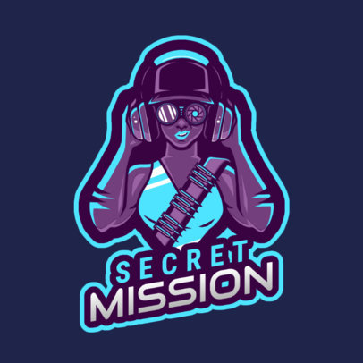 Fortnite-Inspired Gaming Logo Maker with a Gun Woman Character