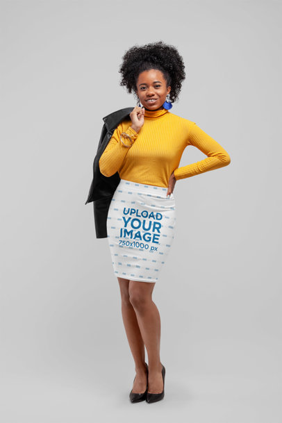 Pencil Skirt Mockup of a Woman Posing in a Studio 28655