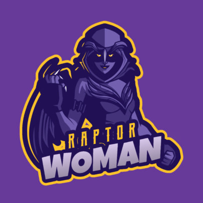 Fortnite-Inspired Gaming Logo Template Featuring a Dark Female Warrior with Wings