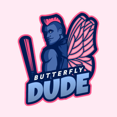 Gaming Logo Template Featuring a Fortnite-Style Butterfly Man