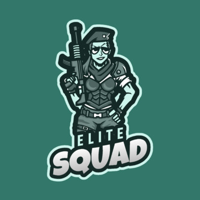 Fortnite-Style Gaming Logo Template with a Female Soldier Character
