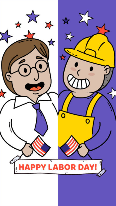Instagram Story Design Template for a Labor's Day Poll with Cartoonish Workers 595g-1691