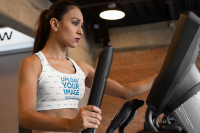 Sports Bra Mockup Featuring a Woman at the Gym 
