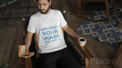 T-Shirt Video of a Man Sitting on a Rocking Chair 28922